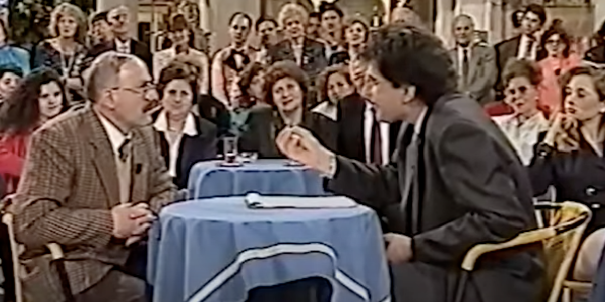 Mario Magnotta intervistato da Fabrizio Frizzi alla trasmissione "I fatti vostri" nel 1992 (YouTube)