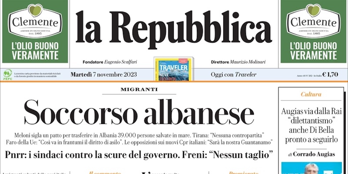 Le prime pagine di martedì 7 novembre 2023