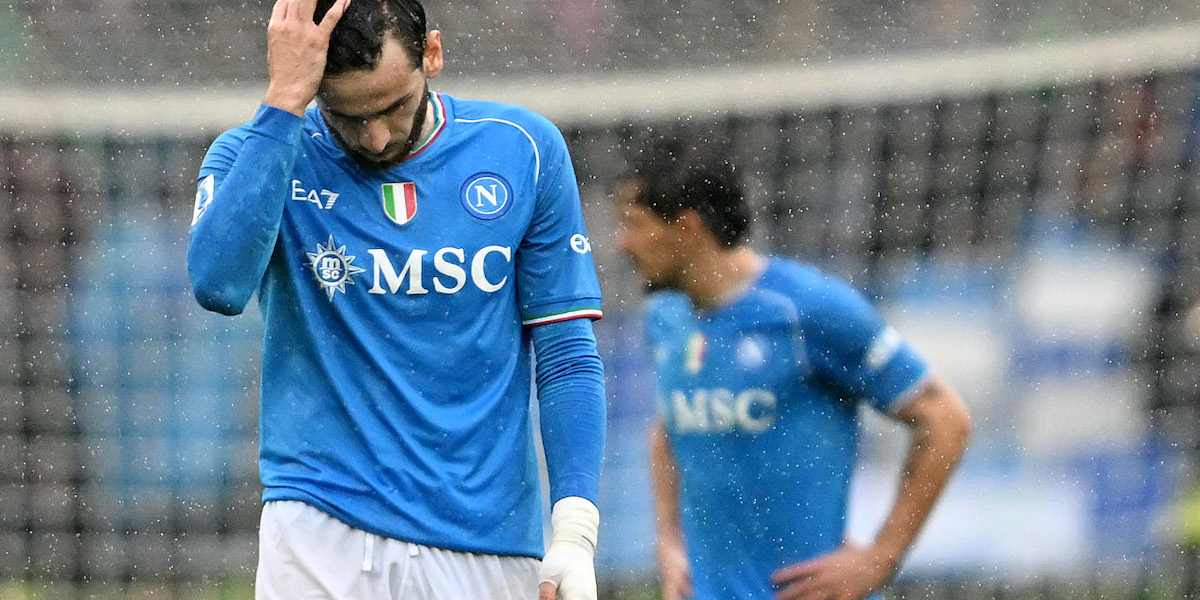Khvicha Kvaratskhelia nell'ultima sconfitta del Napoli (Francesco Pecoraro/Getty Images)