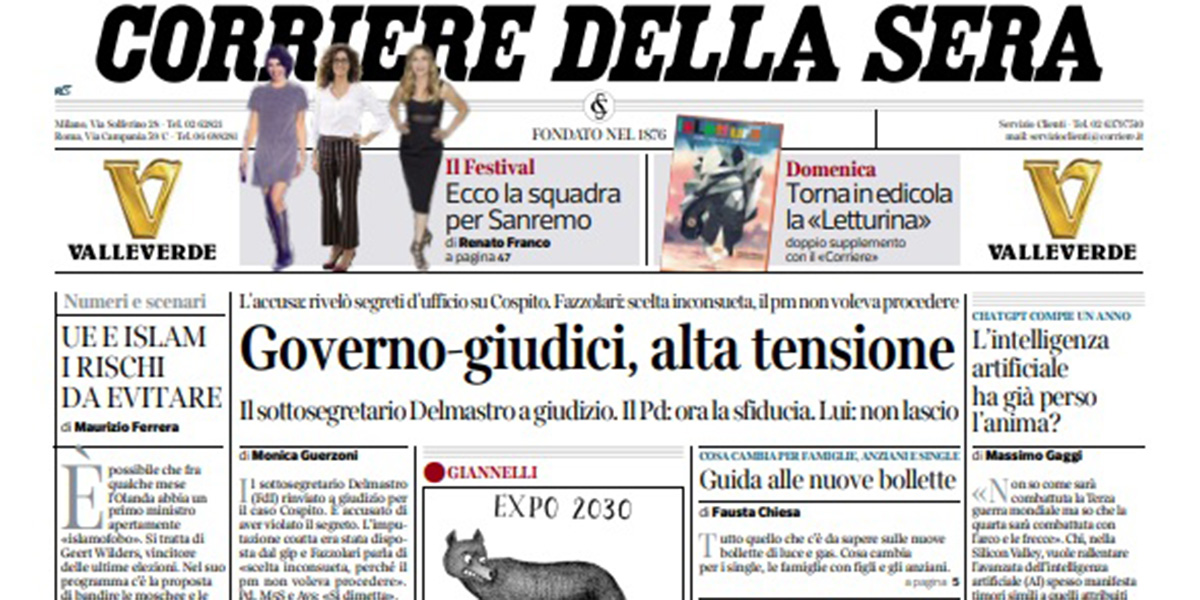 Le prime pagine di giovedì 30 novembre 2023