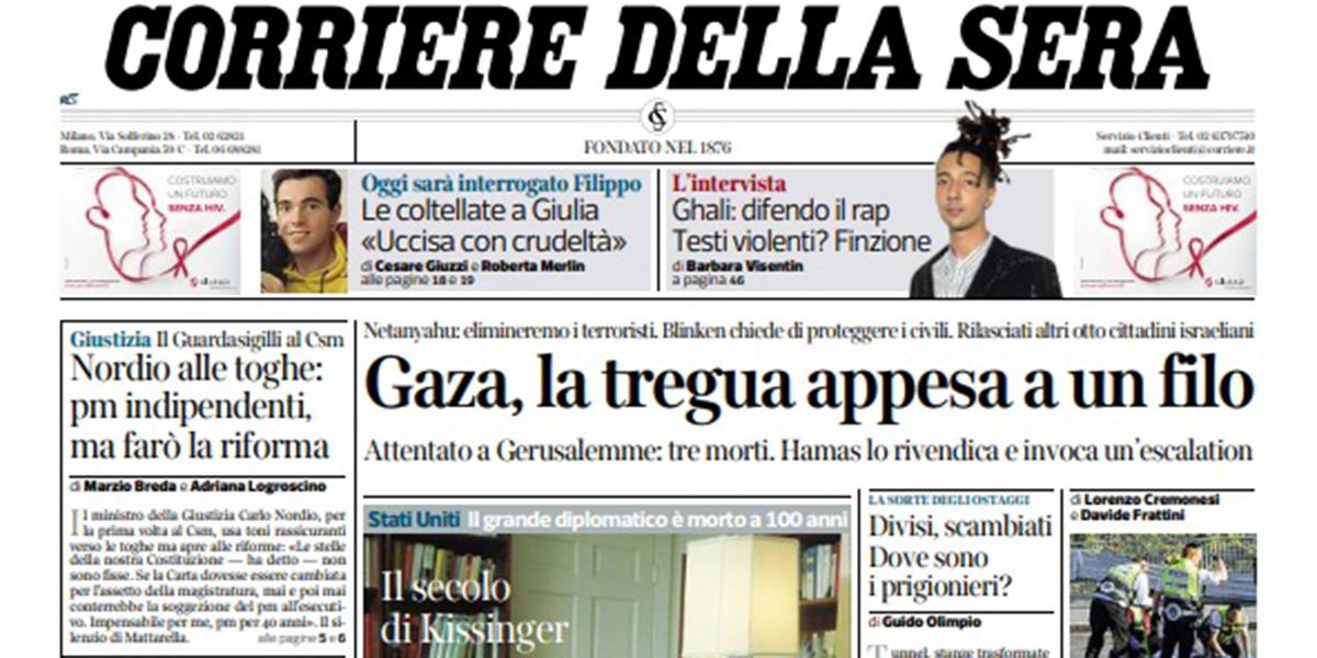 Le prime pagine di venerdì 1 dicembre 2023