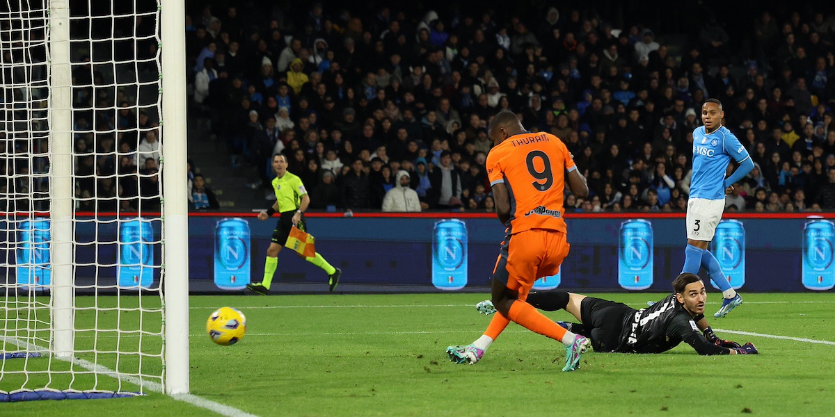 Il gol di Marcus Thuram in Napoli-Inter (Francesco Pecoraro/Getty Images)