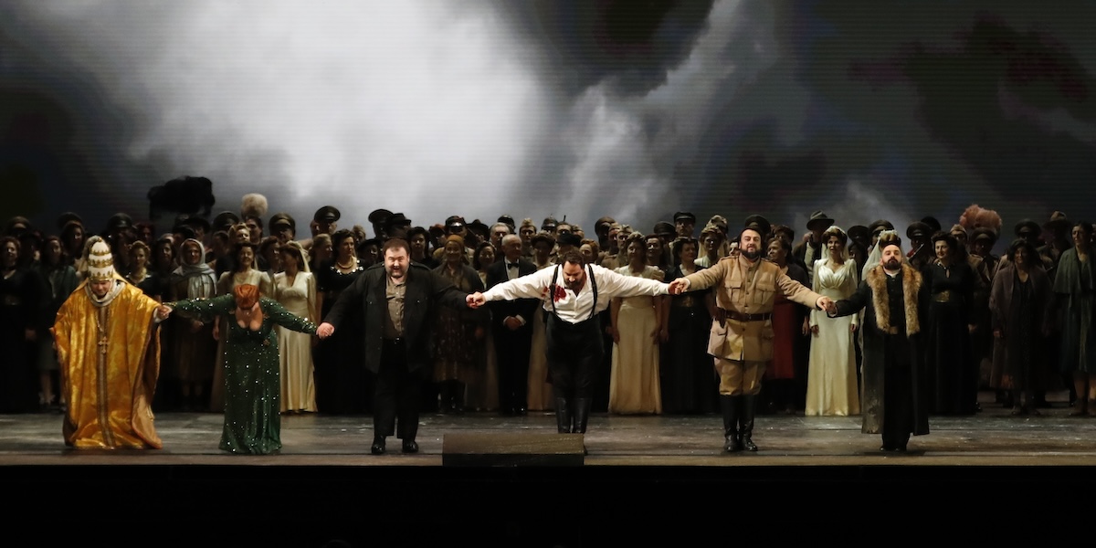 L'opera di Giuseppe Verdi "Attila" alla Scala di Milano, il 7 dicembre del 2018 (AP Photo/ Antonio Calanni)