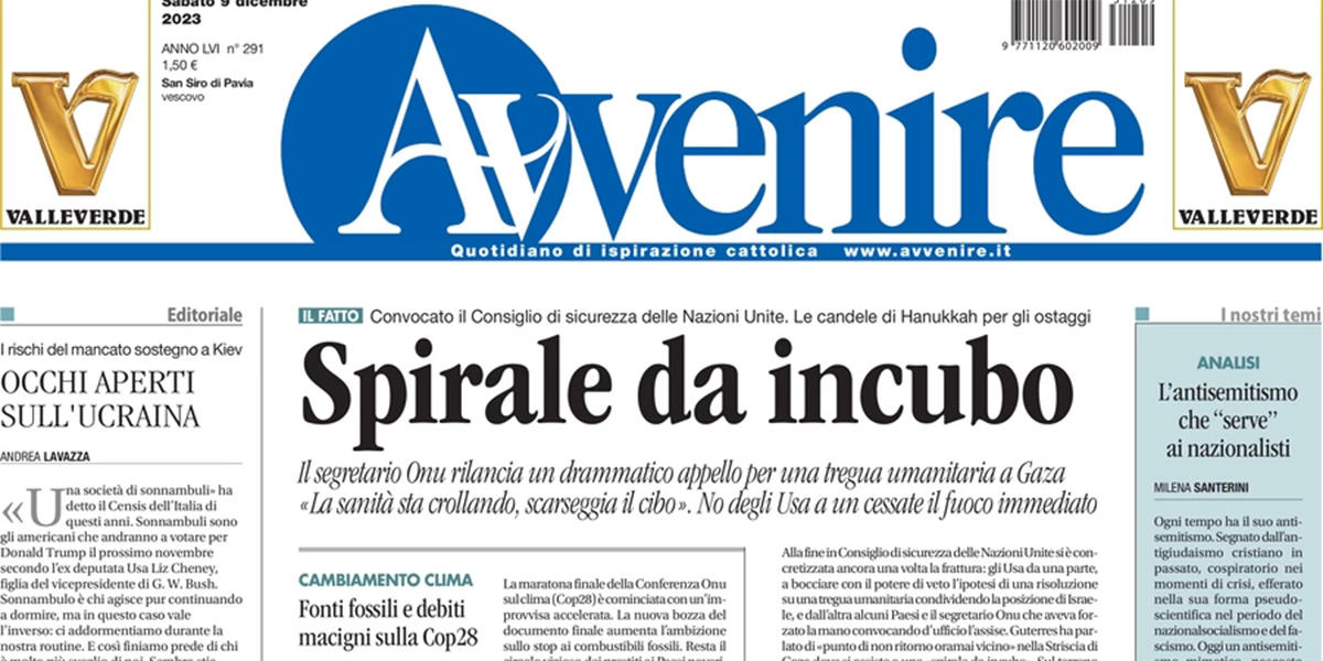 Le prime pagine di sabato 9 dicembre 2023