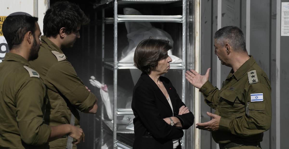 La ministra degli Esteri francese Catherine Colonna in visita in Israele (AP Photo/Leo Correa)