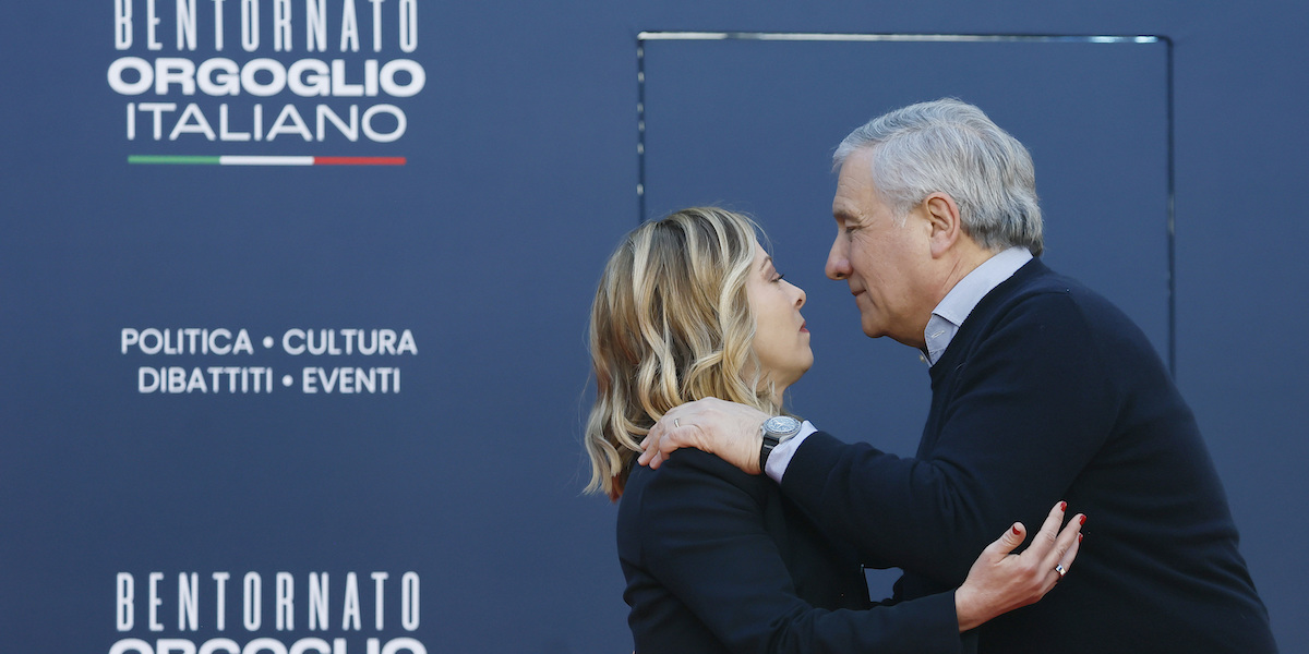 Giorgia Meloni e Antonio Tajani ad Atreju il 17 dicembre (Cecilia Fabiano/LaPresse)
