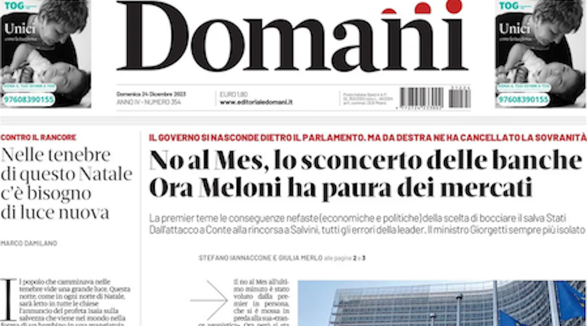 Le prime pagine di domenica 24 dicembre 2023
