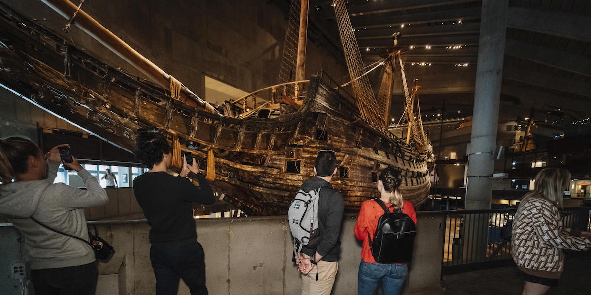 Il vascello seicentesco Vasa all'interno del Vasa Museet di Stoccolma