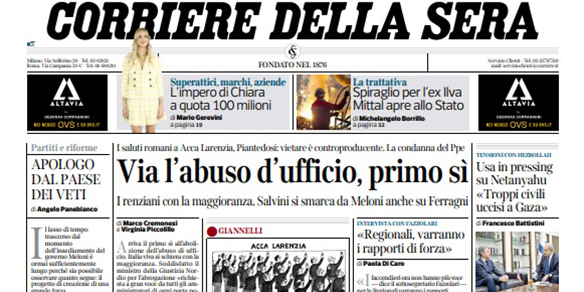 Le prime pagine di oggi