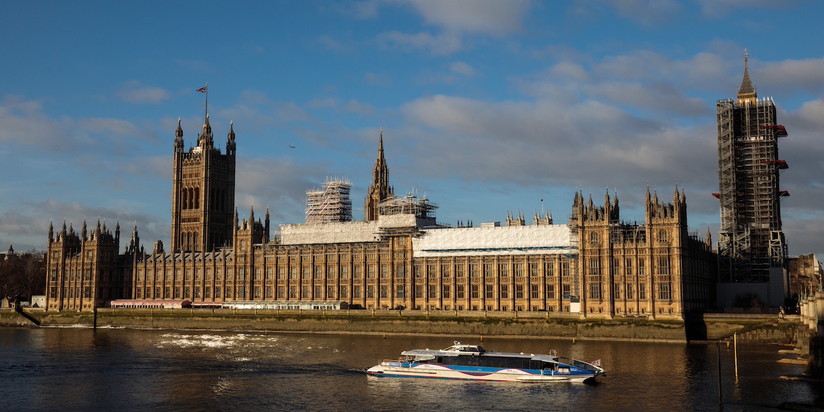 Il Palazzo di Westminster con in corso dei lavori di manutenzione (Jack Taylor/Getty Images)