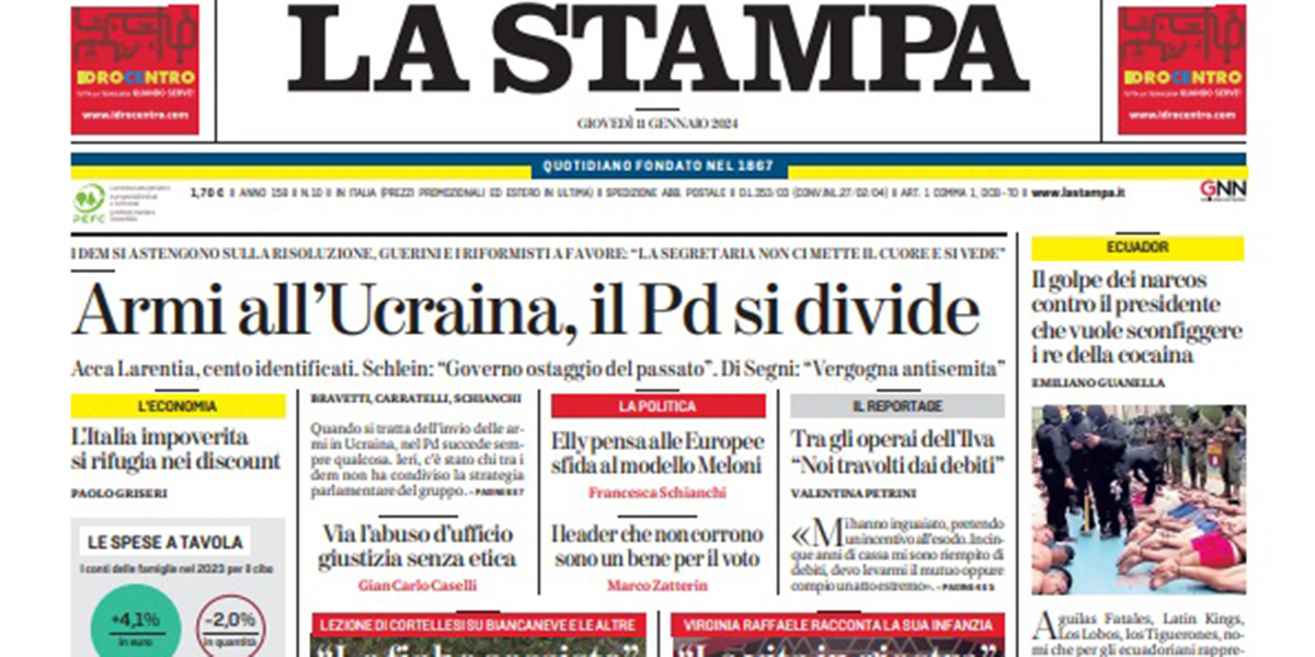 Le prime pagine di oggi