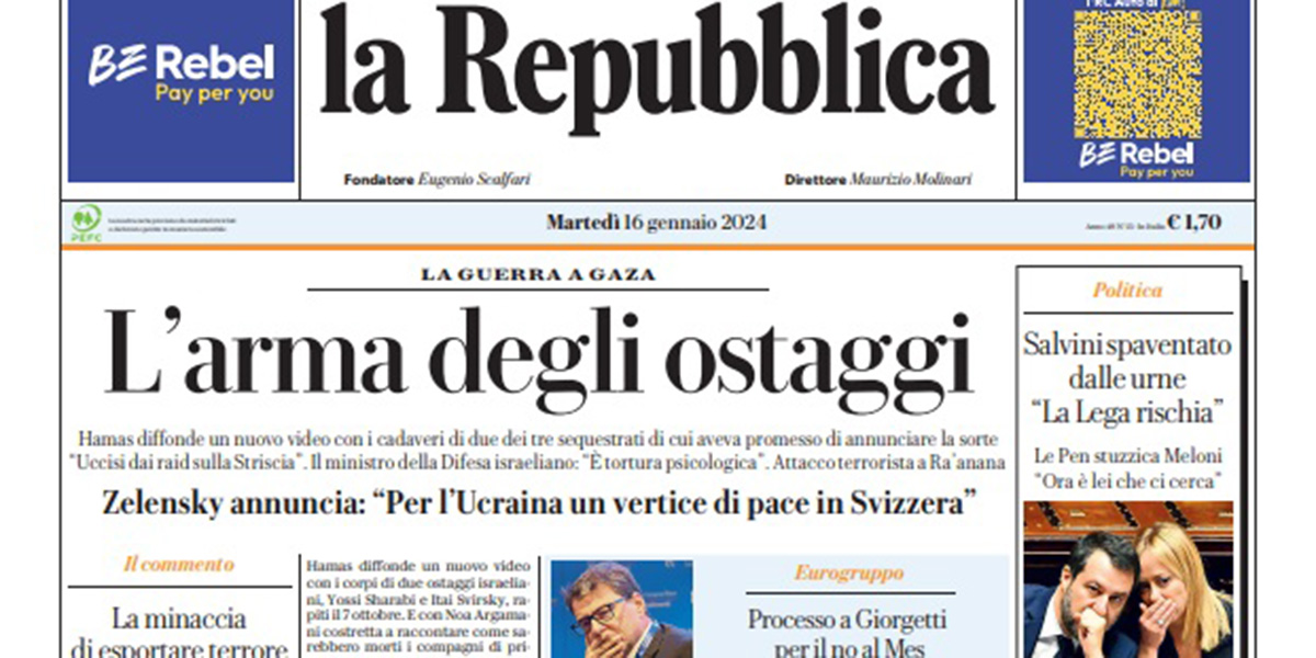 Le prime pagine di oggi