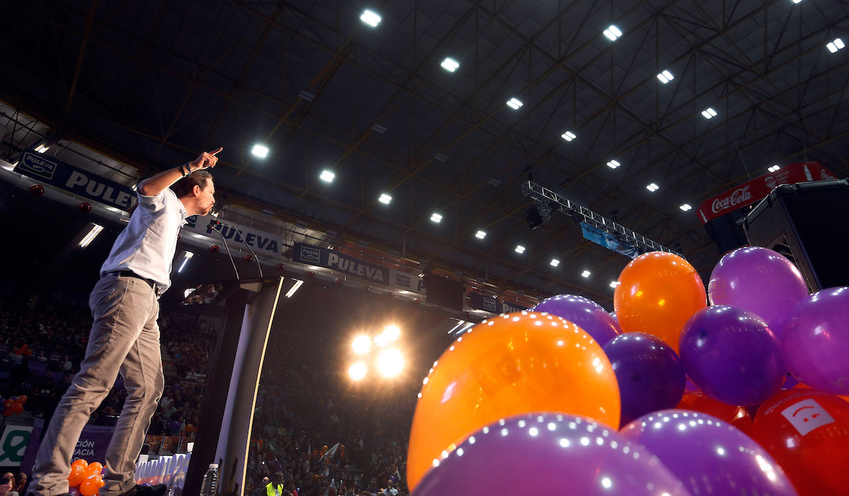 Pablo Iglesias durante un comizio elettorale nel 2015