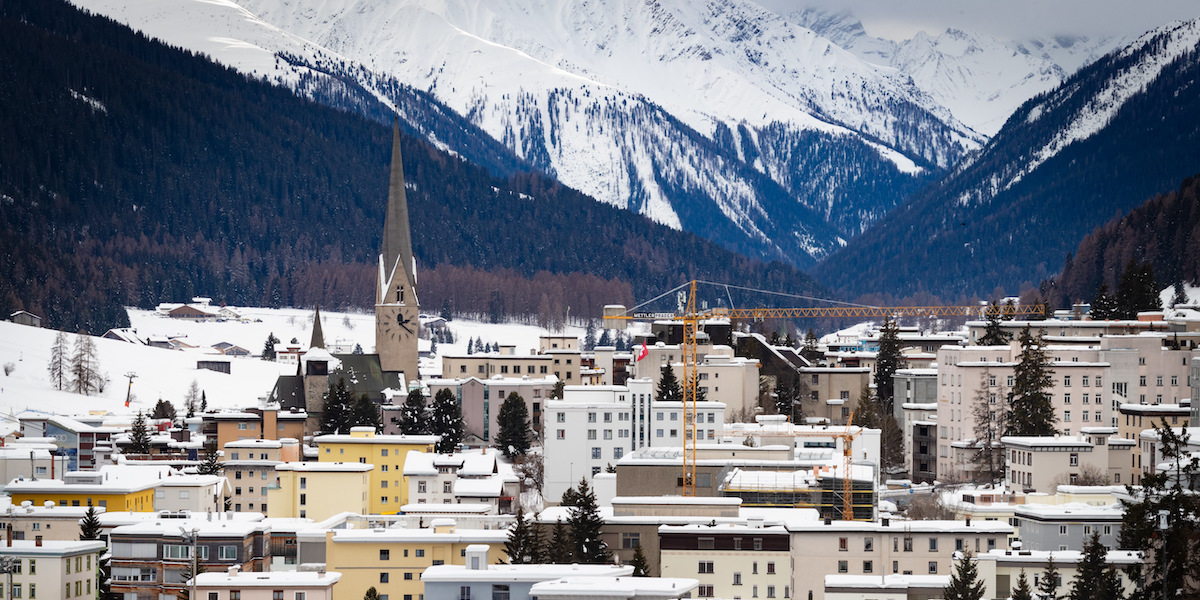 Una fotografia di Davos innevata, il 17 gennaio 2024