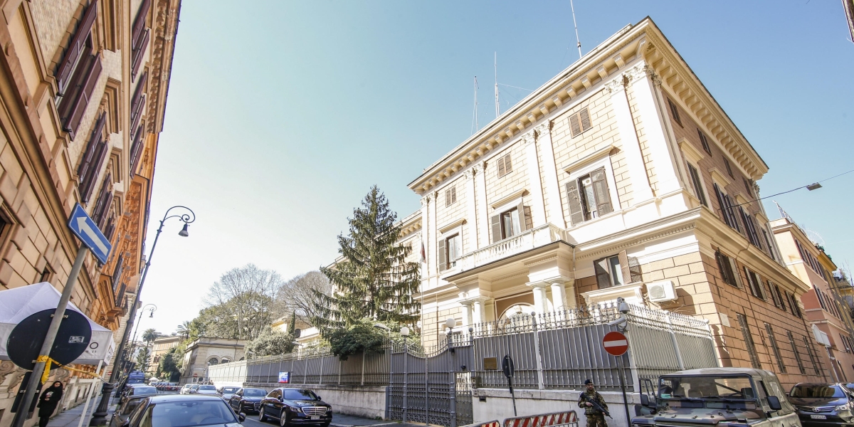 L'ambasciata russa a Roma (ANSA/FABIO FRUSTACI)