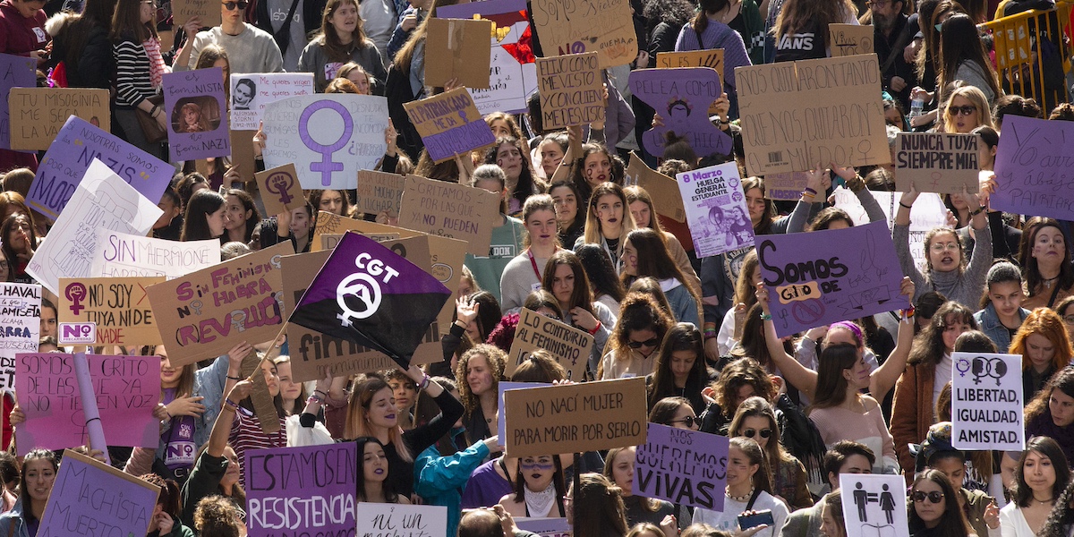 Manifestazione contro la violenza sulle donne a Madrid (Pablo Blazquez Dominguez/Getty Images)
