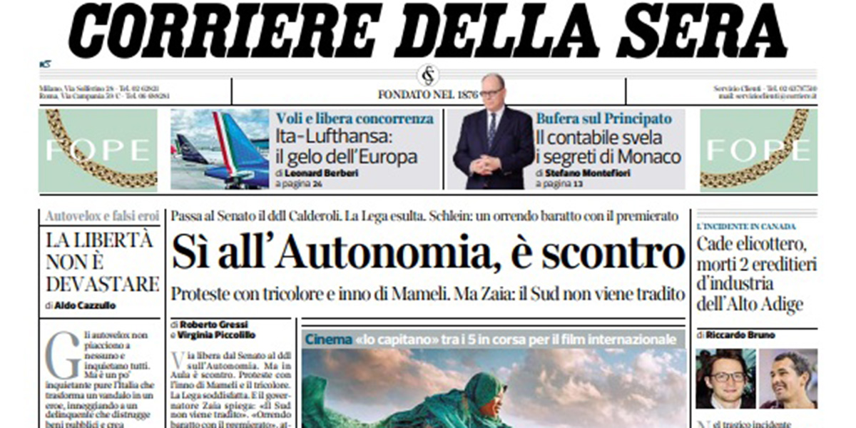 Le prime pagine di oggi