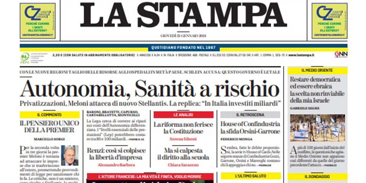 Le prime pagine di oggi