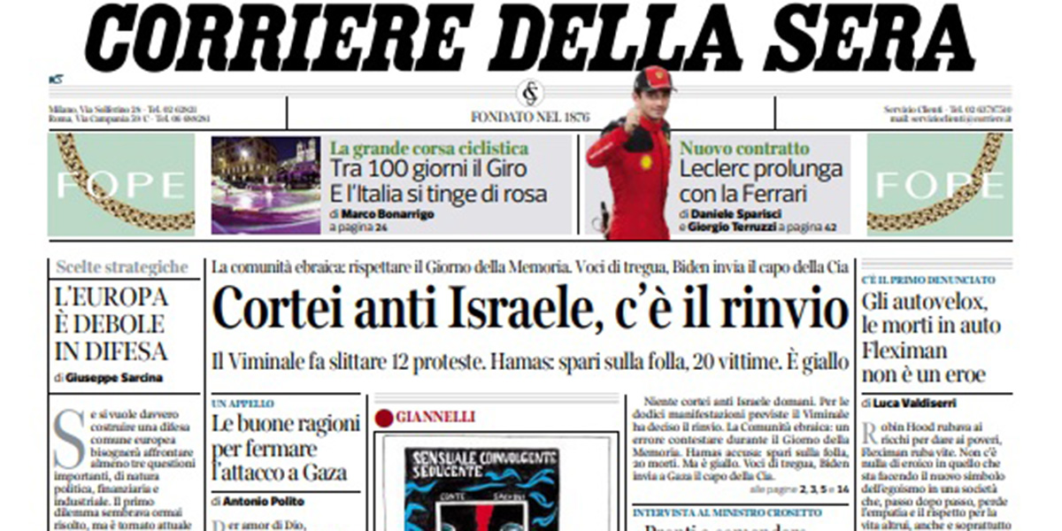 Le prime pagine di oggi