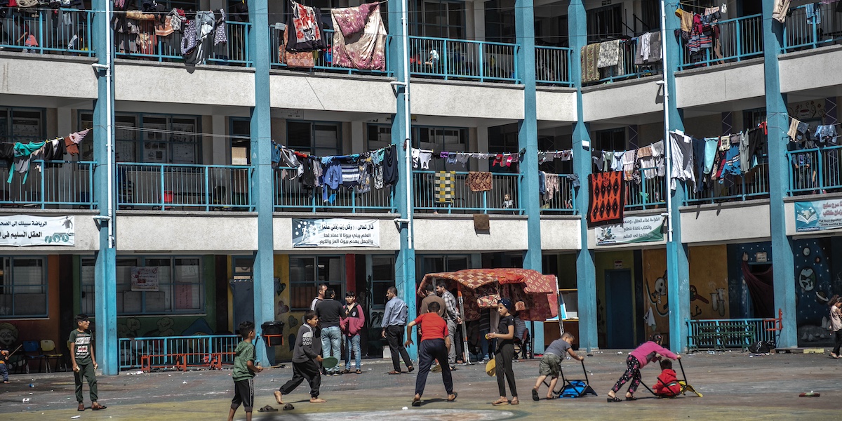 Una scuola gestita dall'UNRWA nel nord della Striscia di Gaza (Fatima Shbair/Getty Images)