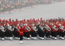 Una banda dell'esercito indiano durante la cerimonia del Ritiro dei battenti, con cui si chiudono le celebrazioni per il Giorno della Repubblica, festività nazionale per l'adozione della Costituzione indiana