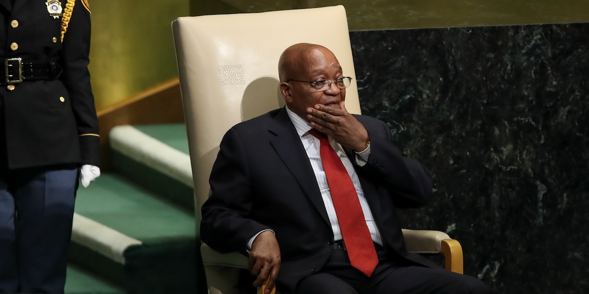 L'ex presidente sudafricano Jacob Zuma durante l'assemblea generale delle Nazioni Unite a New York, il 20 settembre del 2017