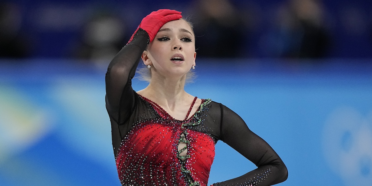 La pattinatrice russa Kamila Valieva durante le Olimpiadi di Pechino del 2022