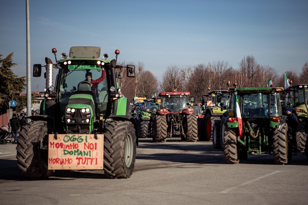 Una protesta degli agricoltori contro le politiche agricole dell'Unione europea