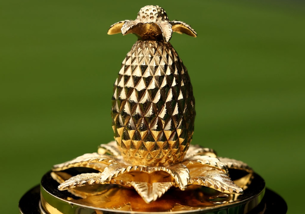 Dettaglio della coppa del torneo maschile singolo di Wimbledon, sulla cui sommità è riprodotto un piccolo ananas