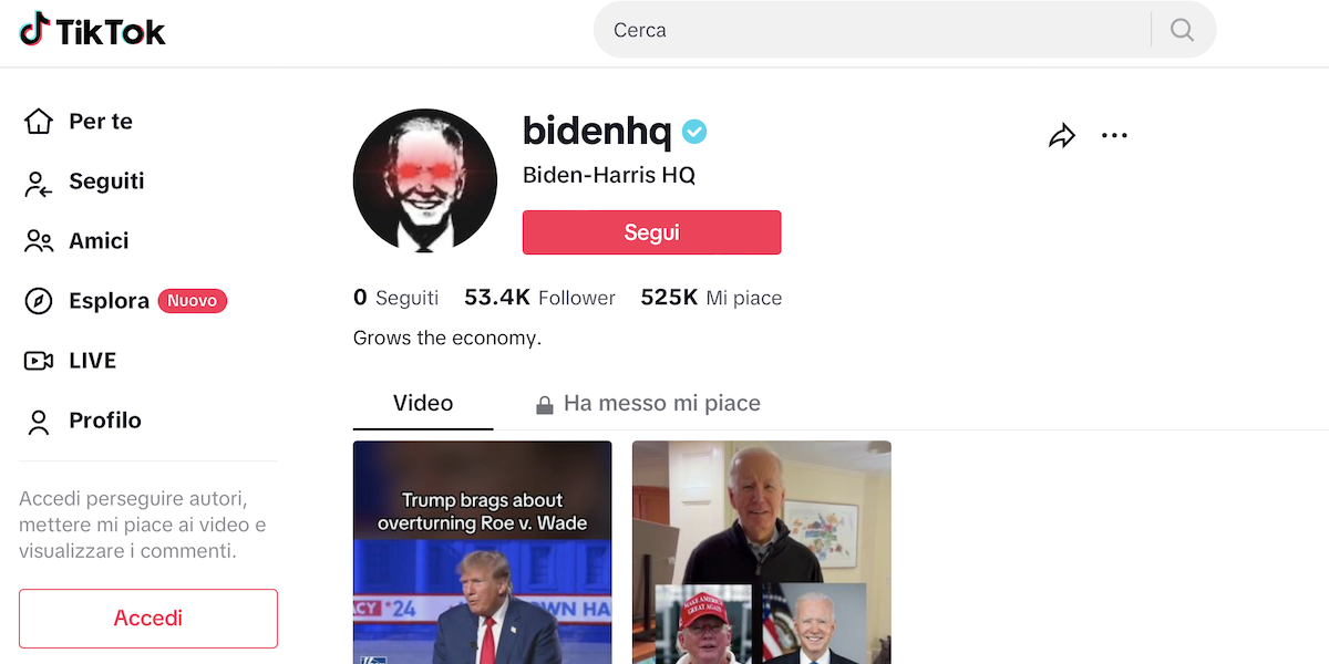 @BidenHQ su TikTok