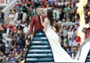Robbie Williams e Aida Garifullina all'apertura dei Mondiali di calcio del 2018, Mosca, 14 giugno