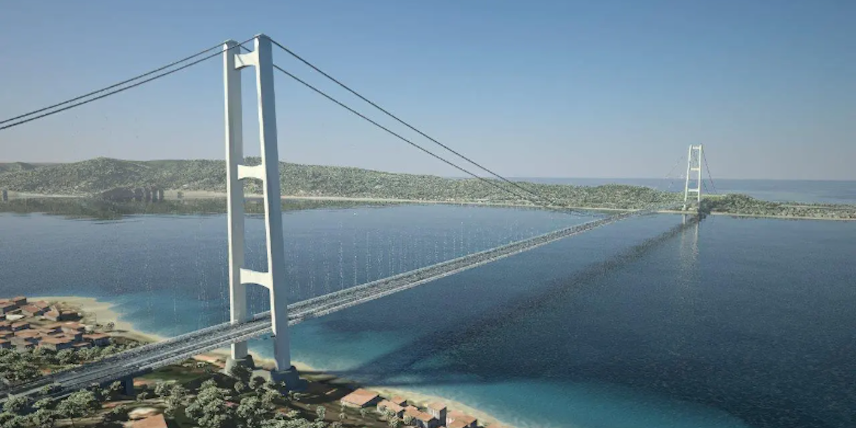 Il rendering del ponte sullo Stretto di Messina