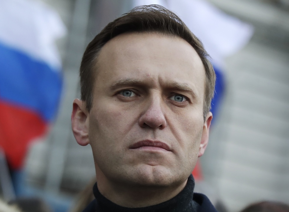Navalny durante una manifestazione in ricordo dell'attivista russo Boris Nemtsov a Mosca, il 29 febbraio del 2020