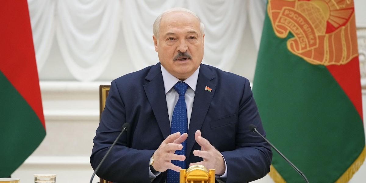 Il presidente bielorusso Alexander Lukashenko durante un incontro a Minsk il 6 luglio del 2023