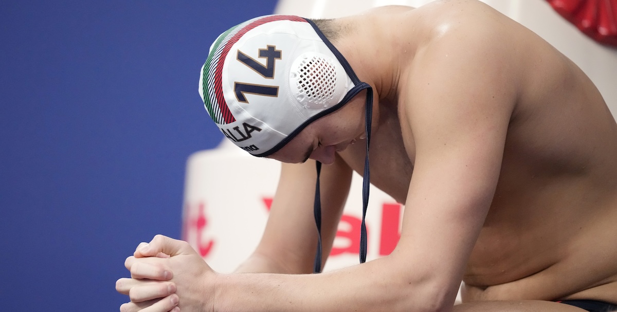 Il pallanuotista italiano Francesco Condemi (AP Photo/Lee Jin-man)