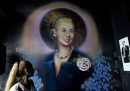 Un murale dedicato a Evita Perón, moglie dell’ex presidente Juan Domingo Perón e a sua volta simbolo dell'impegno sociale argentino, all'interno di un ristorante nel quartiere San Telmo