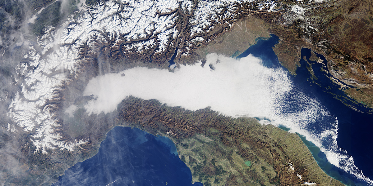 Nebbia e aria inquinata nella Pianura Padana (Copernicus/ESA)