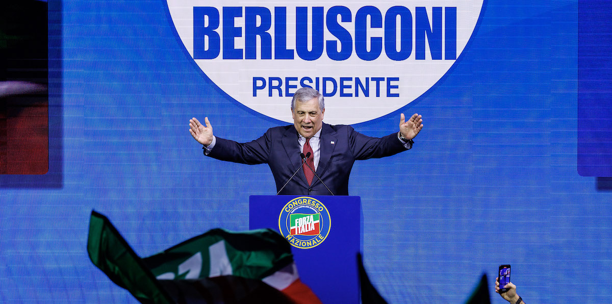 Il ministro degli Esteri Antonio Tajani al congresso di Forza Italia (Roberto Monaldo/LaPresse)