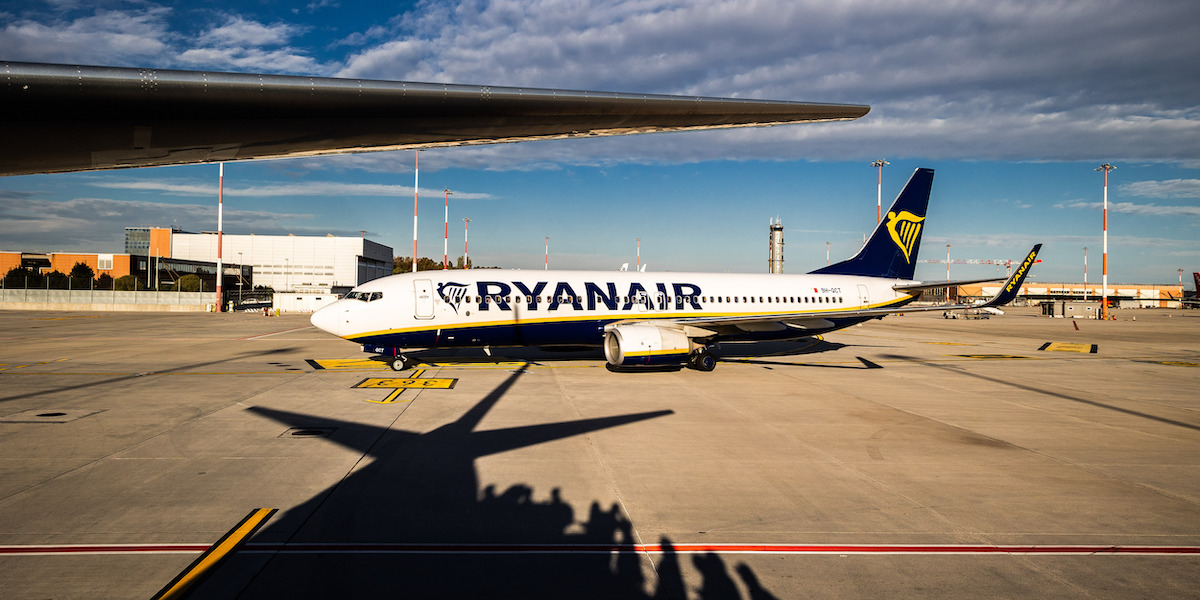 Un aereo di Ryanair all'aeroporto di Venezia