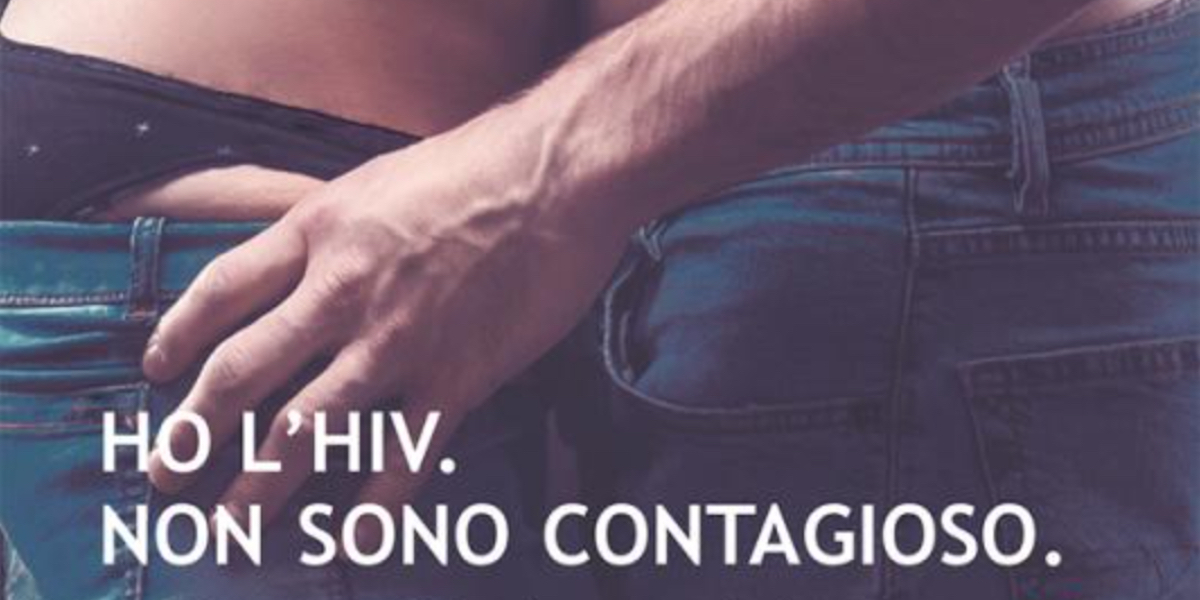 Dettaglio di un manifesto della campagna informativa della LILA sulle persone positive all'HIV; si legge la scritta: «Ho l'HIV. Non sono contagioso»