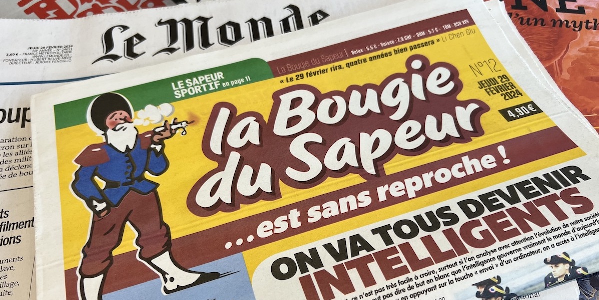 La prima pagina de La Bougie du Sapeur del 29 febbraio 2024 (foto Il Post)