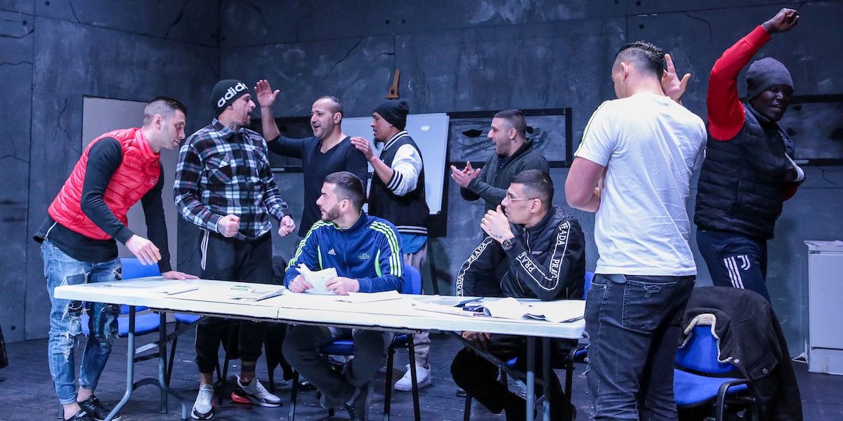 I detenuti del carcere Marassi provano lo spettacolo “Sette minuti” al Teatro dell'Arca (Foto di Roberto Materassi, fotografo di scena che collabora con Teatro Necessario)