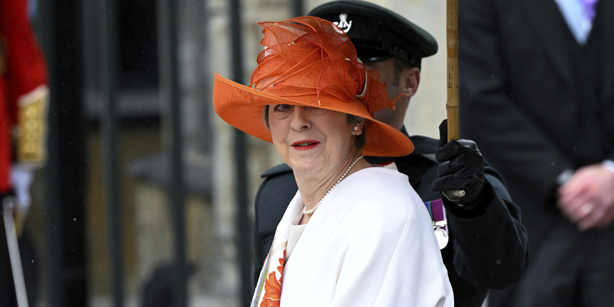 Theresa May all'incoronazione di re Carlo III (Toby Melville, Pool via AP)
