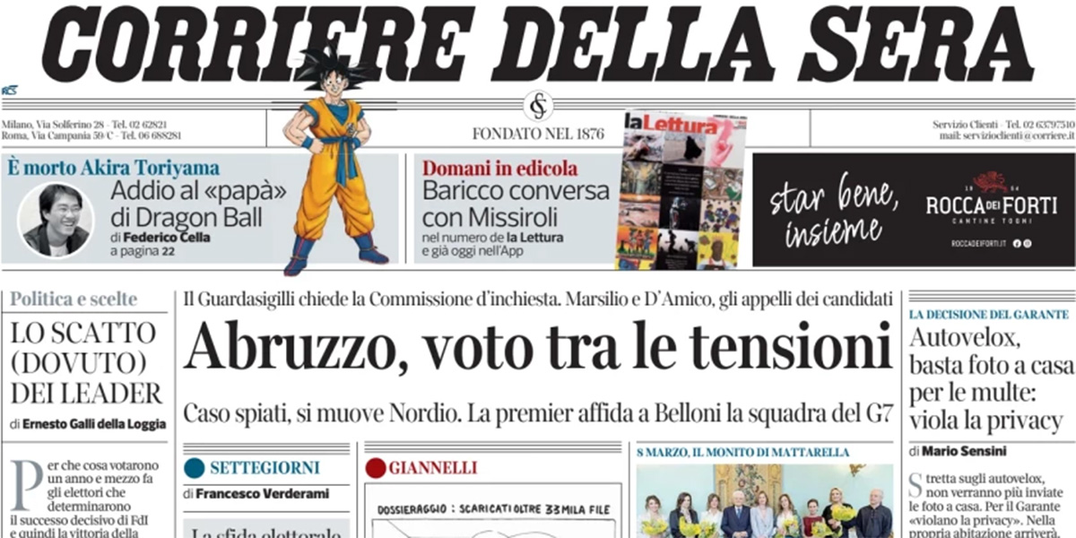 Le prime pagine di oggi