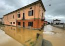 Una strada allagata vicino ad Alessandria