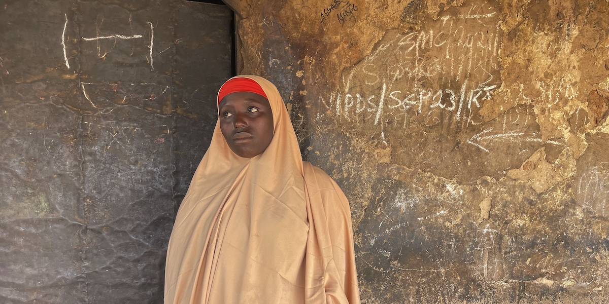 Rashidat Hamza, una donna i cui cinque figli sono stati rapidi lo scorso fine settimana in una scuola nigeriana