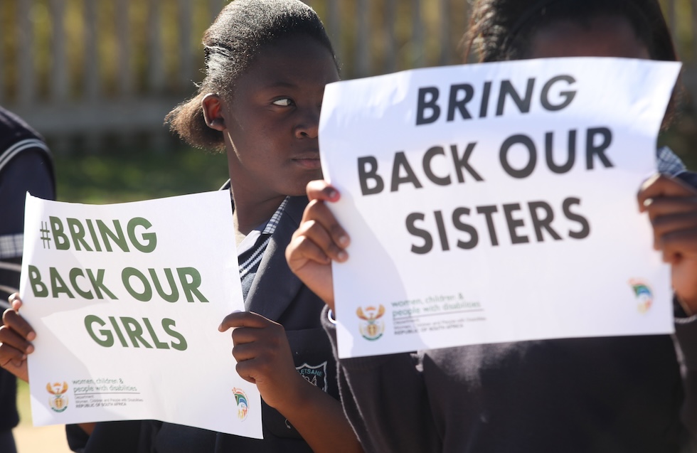 Una protesta in Nigeria dopo il rapimento delle studentesse nel 2014