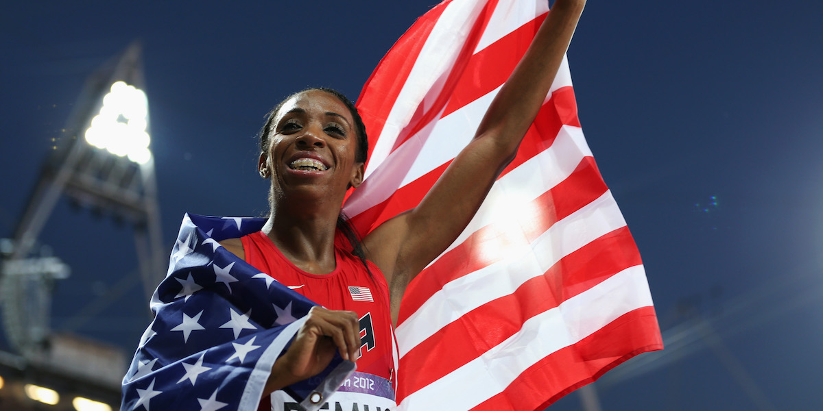 L'atleta statunitense Lashinda Demus nel 2012, durante le Olimpiadi di Londra (Clive Brunskill/Getty Images)