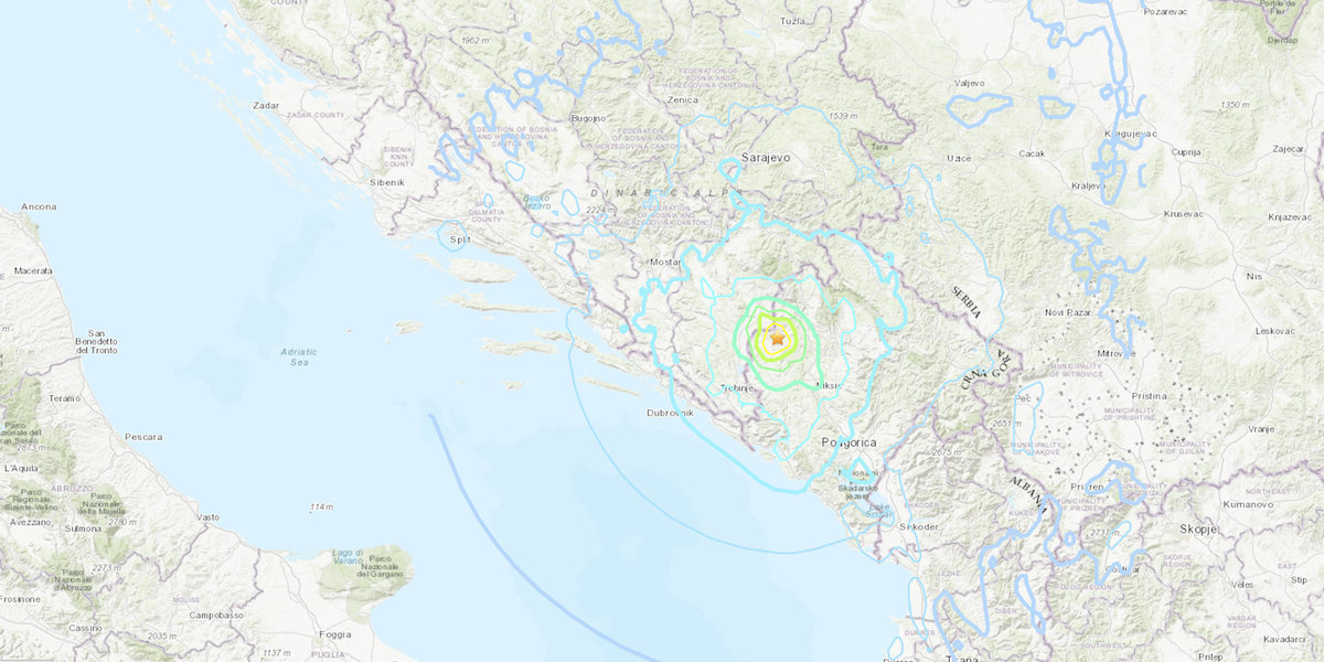 La mappa dell'epicentro