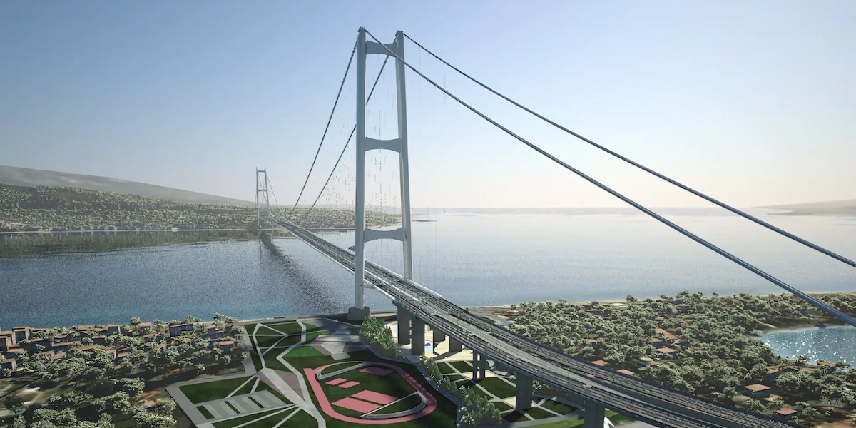 Il rendering del ponte sullo Stretto di Messina